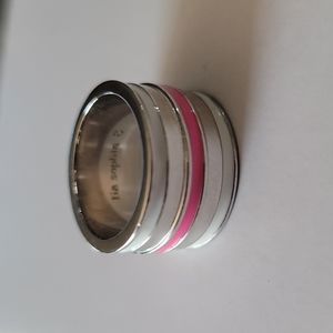 Lia Sophia ring pink and silver size 8